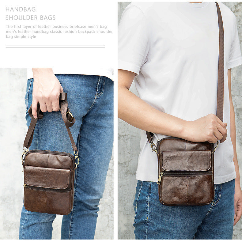 The "Urban Explorer" Genuine Leather Mini Messenger Bag | Compact Crossbody for Men