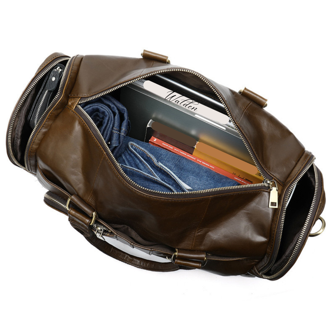 Soft Leather Travel Weekender Bag