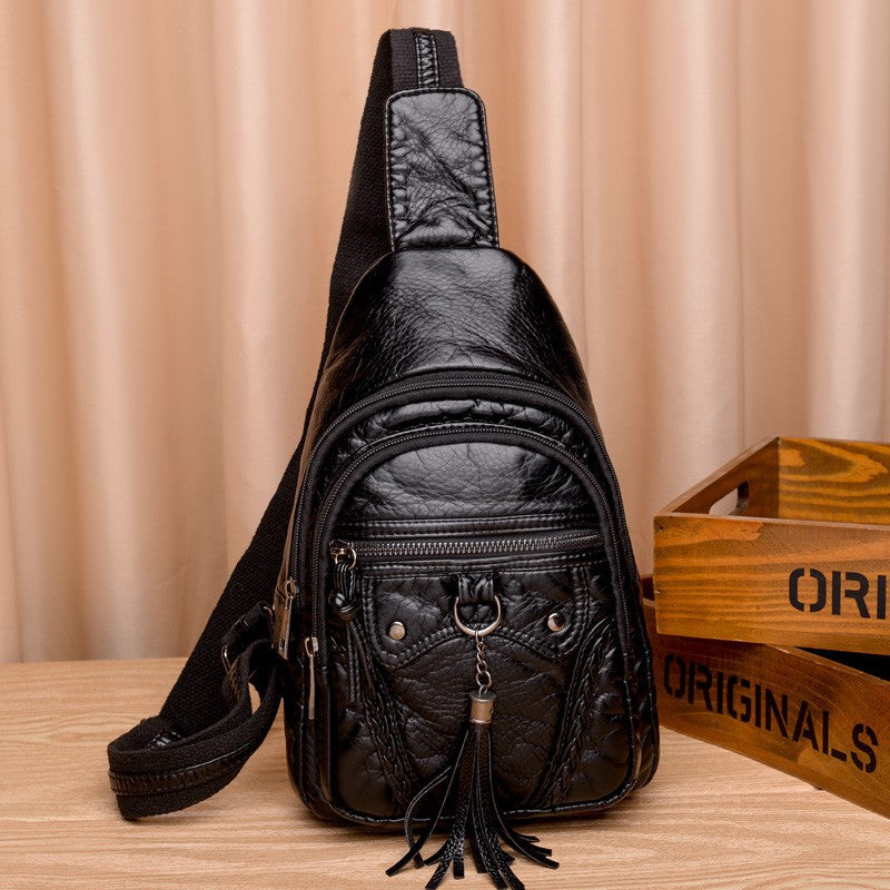 Soft Leather Washed Sling Bag