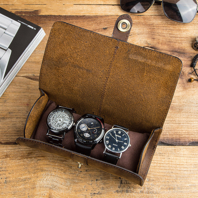 Retro Lux Leather Watch Travel Bag