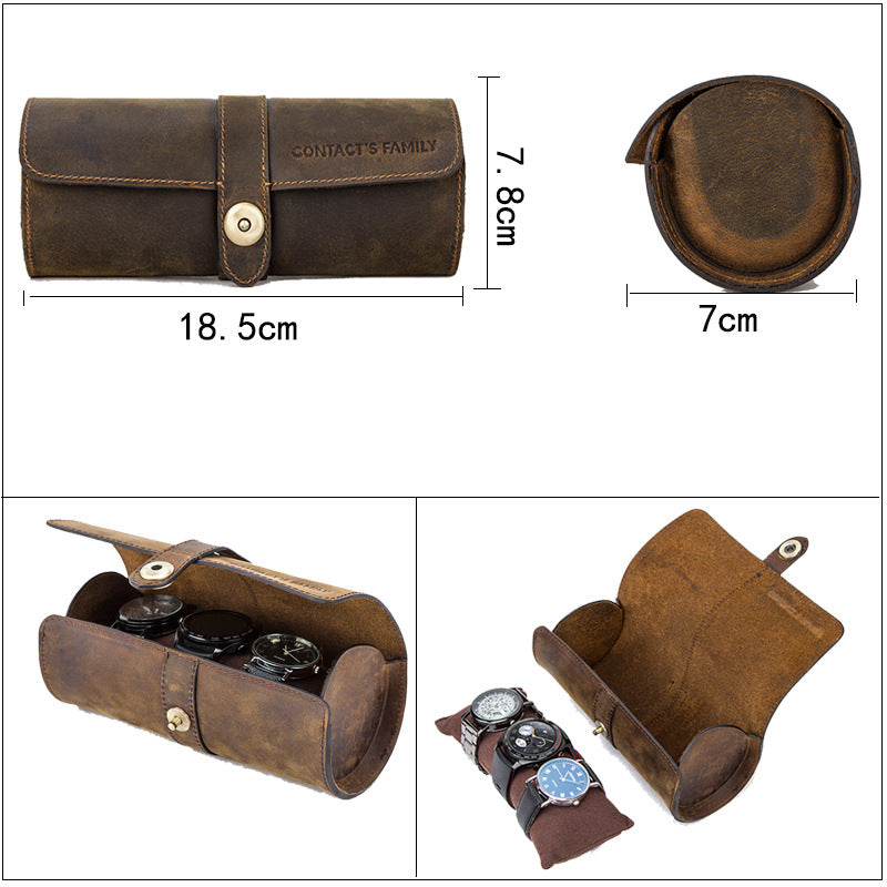 Retro Lux Leather Watch Travel Bag