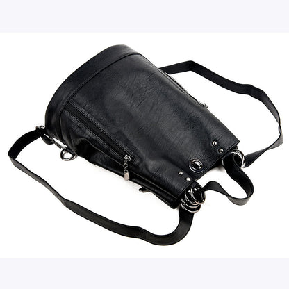 Large-Capacity Convertible Leather Bag Backpack