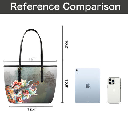 Josefine Boho Floral Guitar Tote Bag vegan Leather Tote Bag