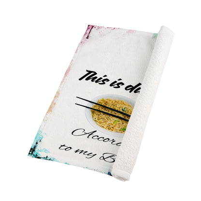 "Funny Budget Ramen Kitchen Towel | Witty Dinner Quote Dish Towel | College Dorm Gag Gift"