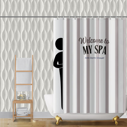 Welcome to My SPA AKA Dorm Shower Curtain | Funny College Dorm Bathroom Decor | Waterproof Polyester Shower Curtain with