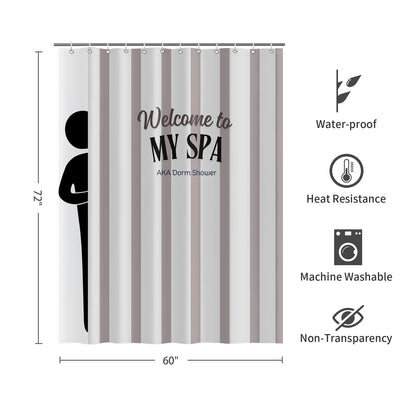 Welcome to My SPA AKA Dorm Shower Curtain | Funny College Dorm Bathroom Decor | Waterproof Polyester Shower Curtain with