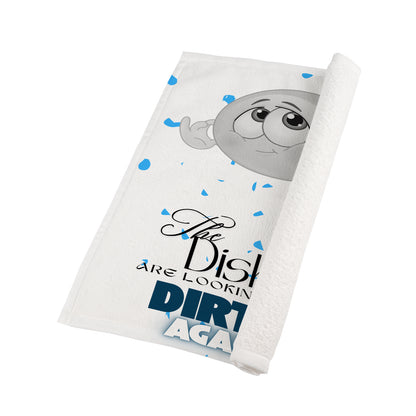 "The Dishes Are Looking At Me Dirty Again Funny Kitchen Towel | Sarcastic Dish Towel | Humorous Home Decor / white & Blu