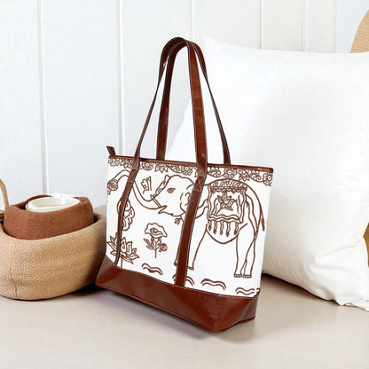 Exclusive Artistic Elephant Travel Tote Bag White