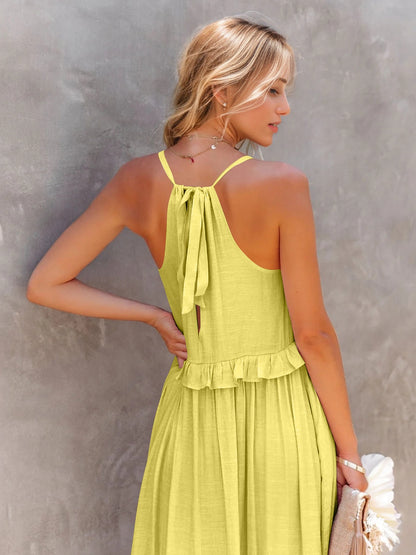 Ruffled Sleeveless Tiered Maxi Dress