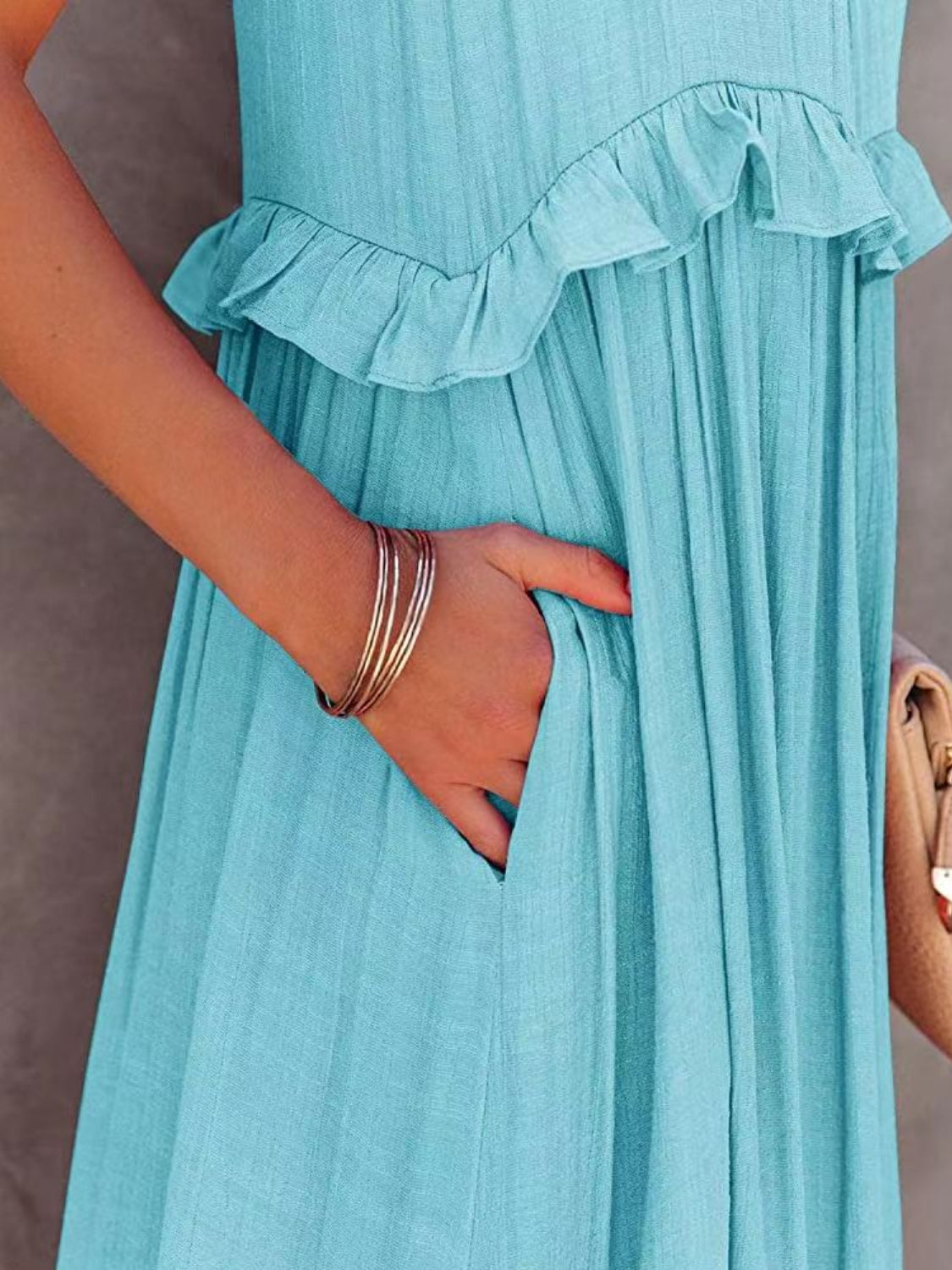 Ruffled Sleeveless Tiered Maxi Dress