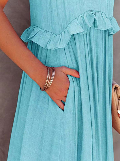 Ruffled Sleeveless Tiered Maxi Dress