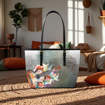 Josefine Boho Floral Guitar Tote Bag vegan Leather Tote Bag