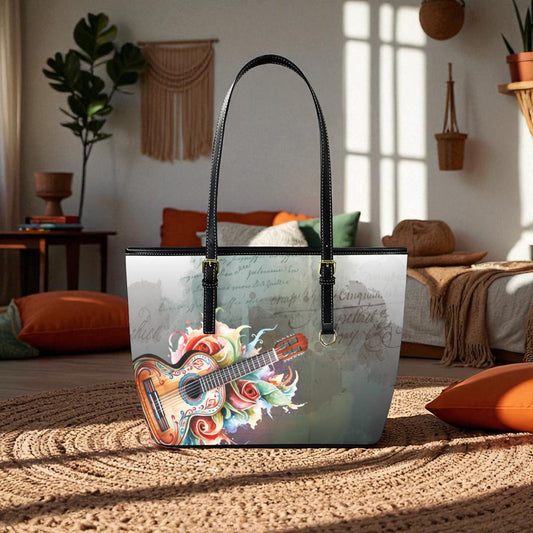 Josefine Boho Floral Guitar Tote Bag vegan Leather Tote Bag