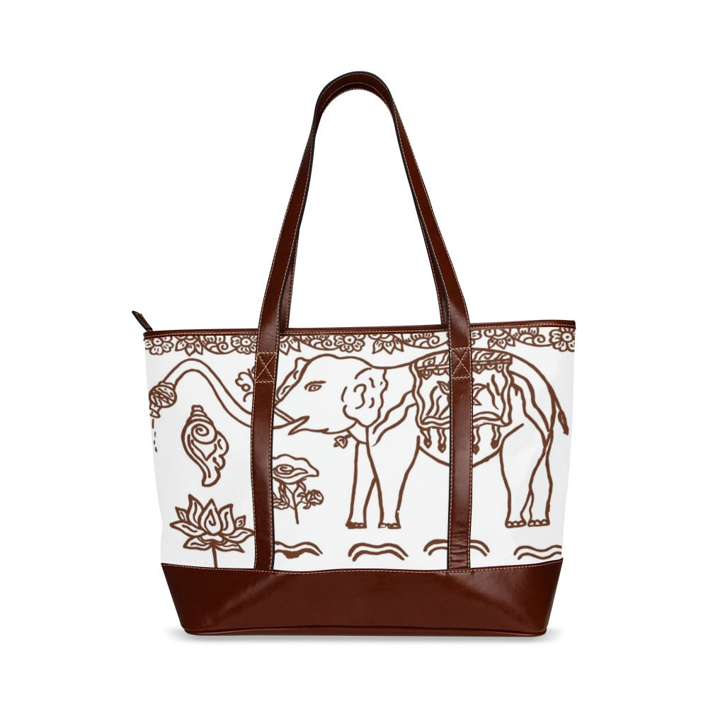 Exclusive Artistic Elephant Travel Tote Bag White