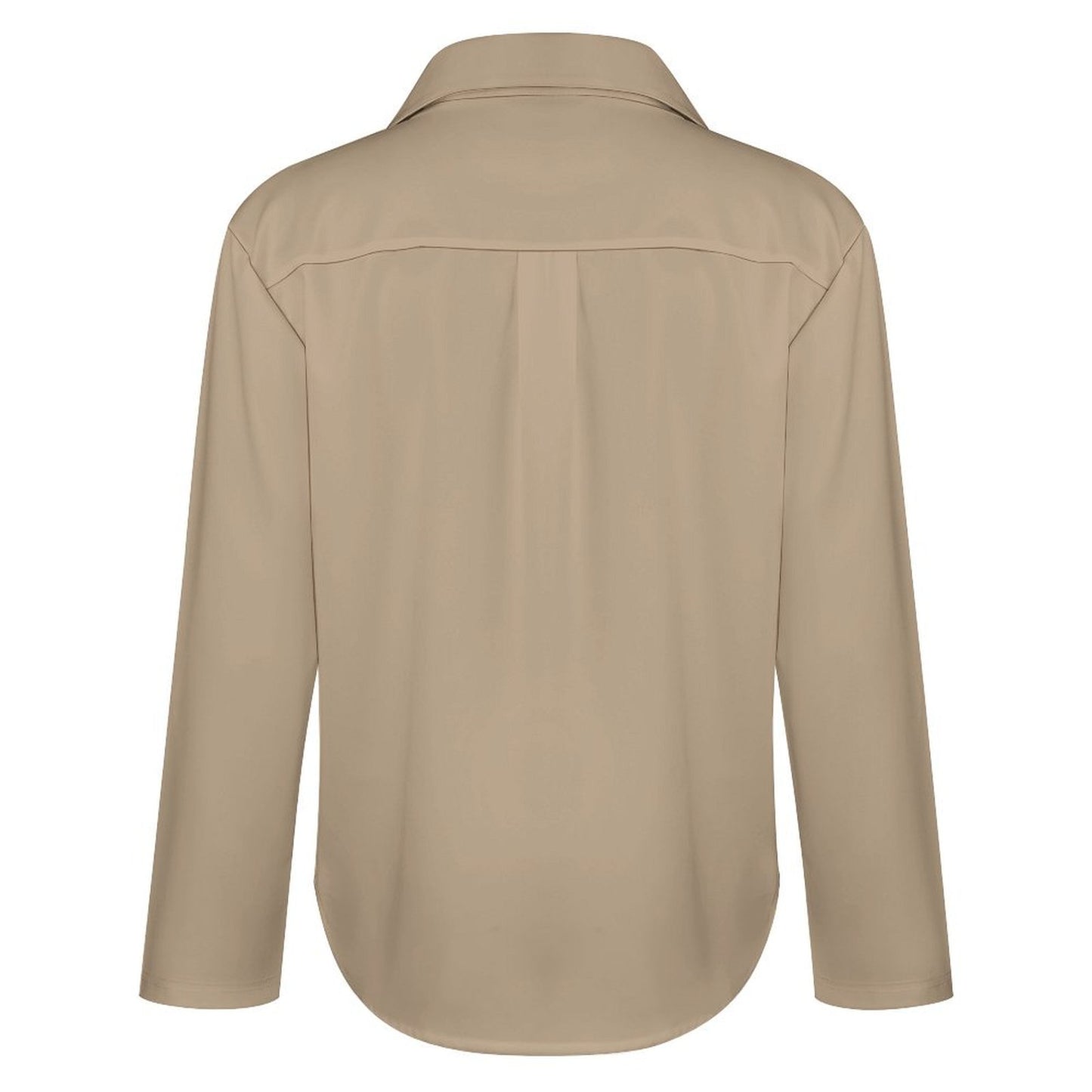 Minimalist Abstract Face Line Art Button-Down Shirt – Khaki