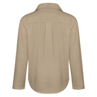 Minimalist Abstract Face Line Art Button-Down Shirt – Khaki