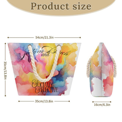 Salty as a Beach & Socially Selective Tote Bag | Watercolor Splash Beach Bag