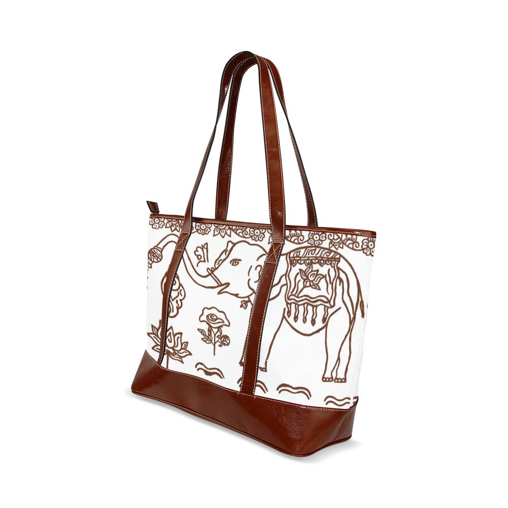 Exclusive Artistic Elephant Travel Tote Bag White