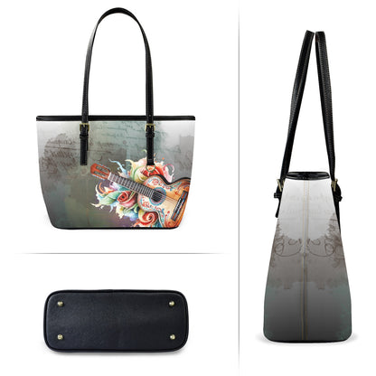 Josefine Boho Floral Guitar Tote Bag vegan Leather Tote Bag