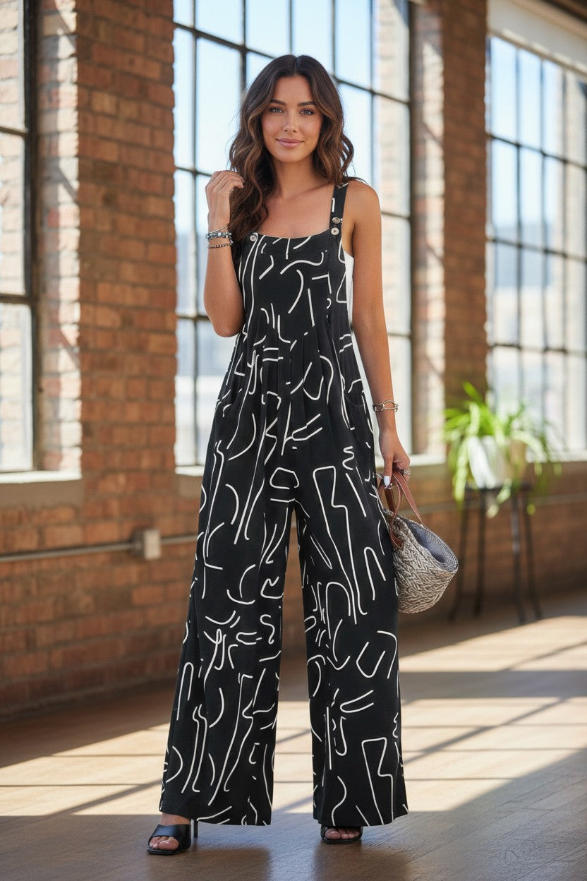 Urban Explorer Abstract Print Wide-Leg Jumpsuit