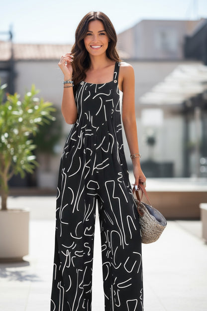 Urban Explorer Abstract Print Wide-Leg Jumpsuit