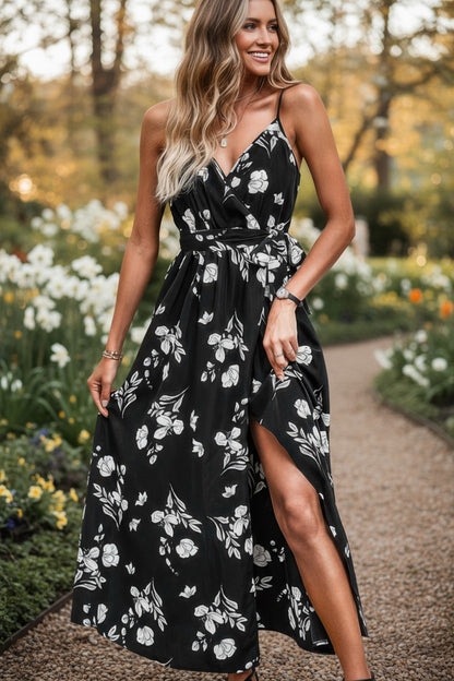 Garden Party Floral Wrap Knot Maxi Dress