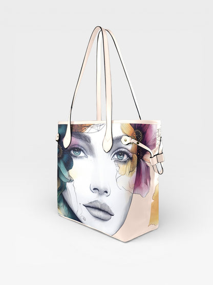 "Ethereal Azure" Artistic Portrait Waterproof Designer Tote Bag