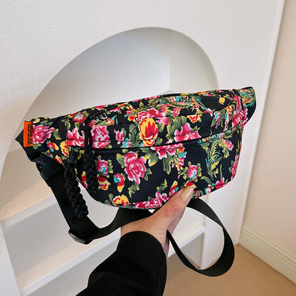 The "Urban Bloom" Nylon Floral Waist Bag | Vibrant & Versatile Belt Bag