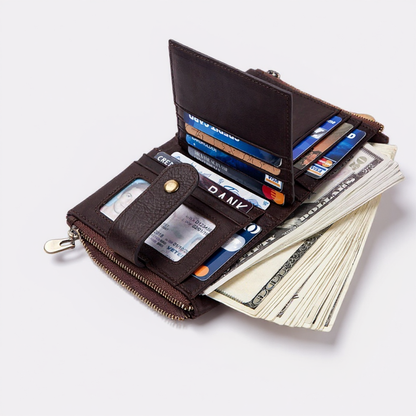 The Secure Travel Bi-Fold Wallet | Genuine Leather Compact & Anti-Theft