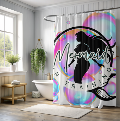 Mermaid in Training Shower Curtain - Whimsical Bathroom Decor| Quirky Bathroom Gift