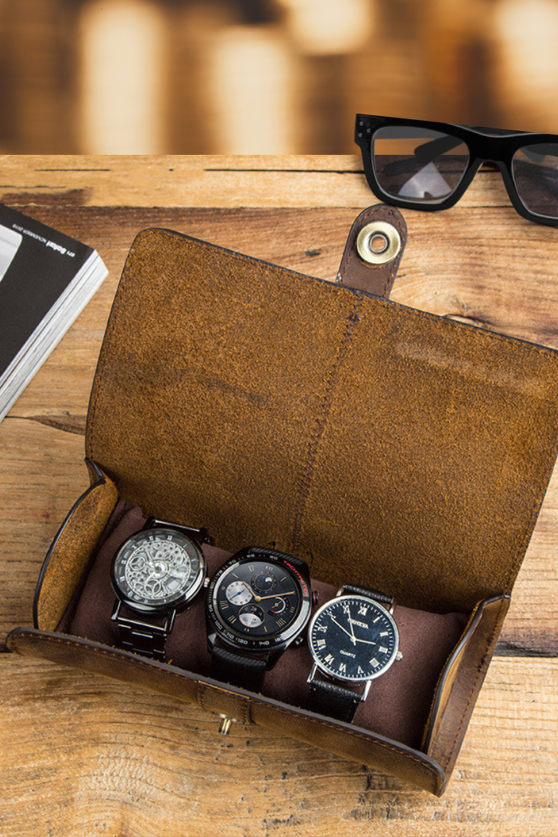 Retro Lux Leather Watch Travel Bag