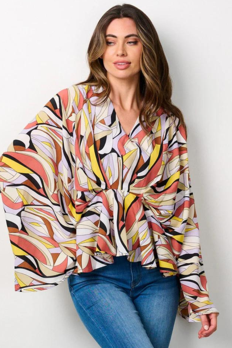 Labella Long Bell Sleeve Tunic Top