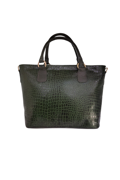 Swirl embossed Genuine Leather Tote