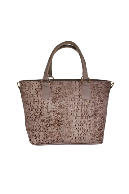 Swirl embossed Genuine Leather Tote