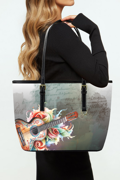 Josefine Boho Floral Guitar Tote Bag vegan Leather Tote Bag