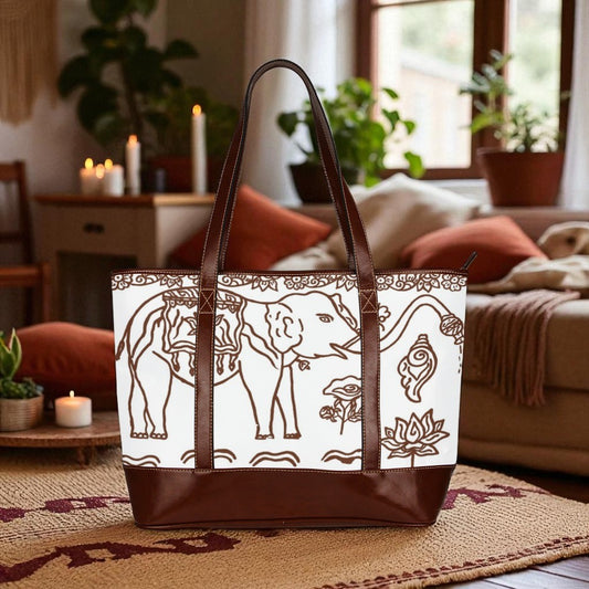 Exclusive Artistic Elephant Travel Tote Bag White