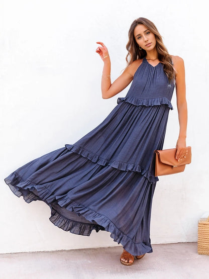 Ruffled Sleeveless Tiered Maxi Dress