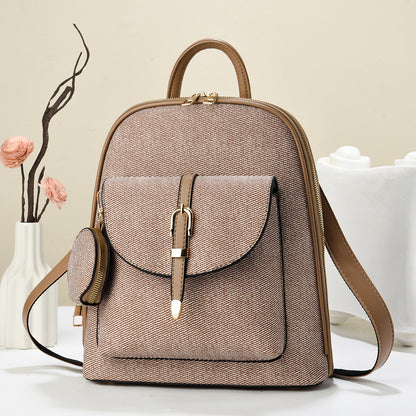 Travel-Ready Vegan Leather Mini Backpack with Pouch | Versatile Daypack