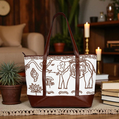 Exclusive Artistic Elephant Travel Tote Bag White
