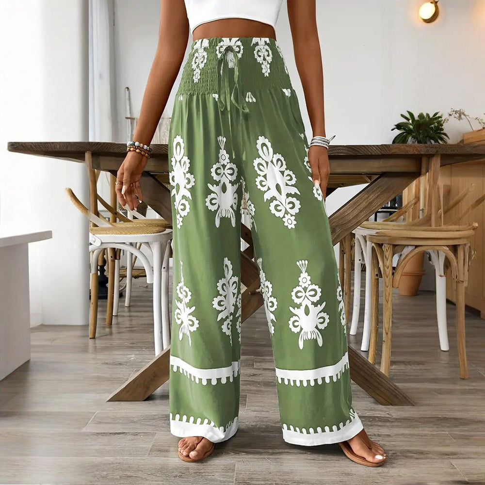 Boho Traveler High-Waisted Wide-Leg Pants