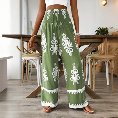 Boho Traveler High-Waisted Wide-Leg Pants