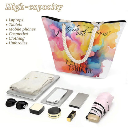 Salty as a Beach & Socially Selective Tote Bag | Watercolor Splash Beach Bag