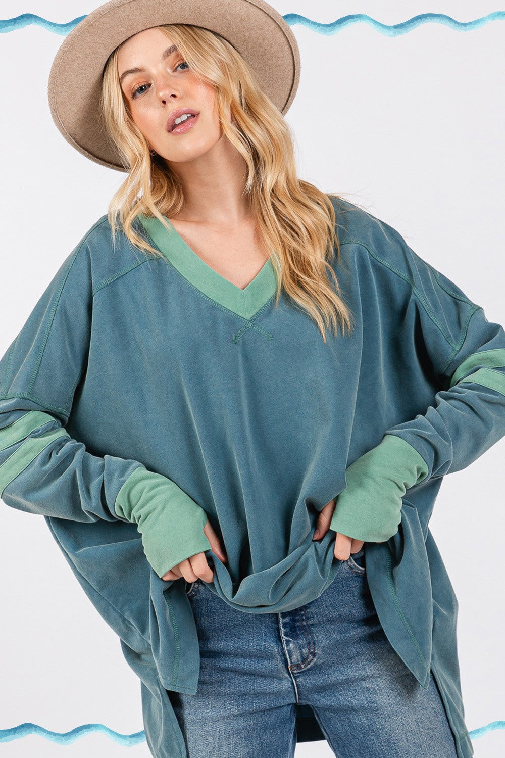 Mineral Wash Side Slit Contrast Top