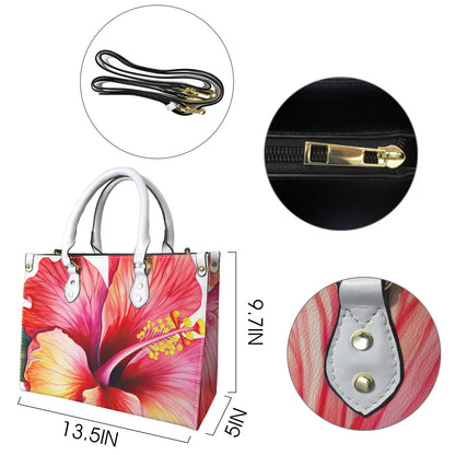 "Radiant Hibiscus" Artistic Floral Premium Vegan Leather Handbag