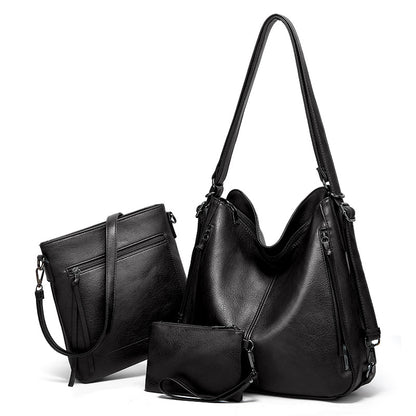 Vegan Leather Messenger Backpack Bag Set