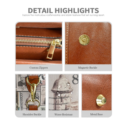 Elegant Vegan  Leather Satchel Handbag with Adjustable Strap