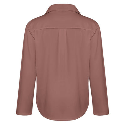 Minimalist Abstract Face Line Art Button-Down Shirt - Mauve