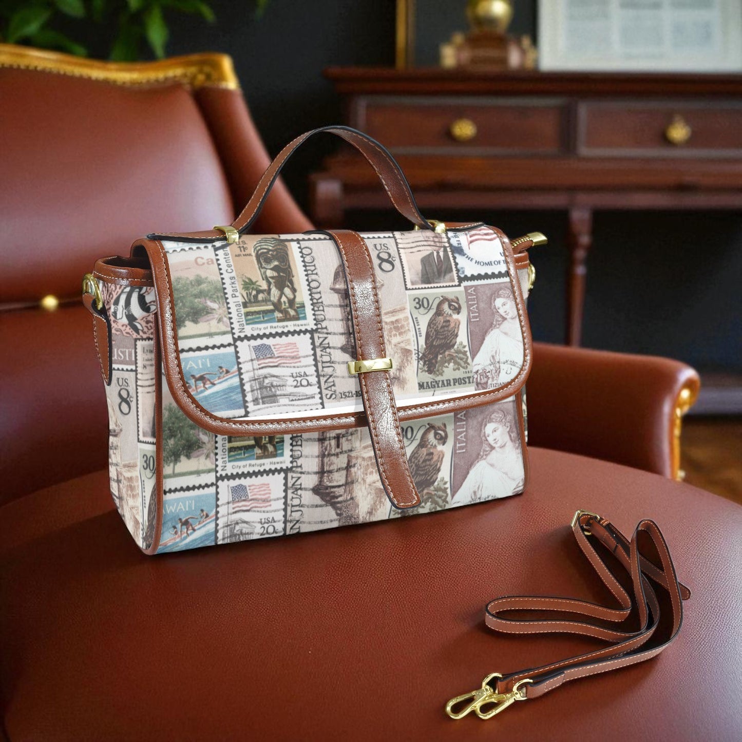 Elegant Vegan  Leather Satchel Handbag with Adjustable Strap