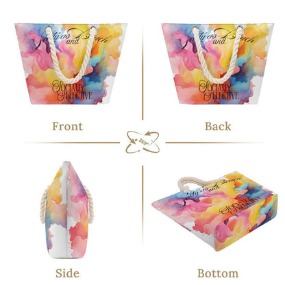 Salty as a Beach & Socially Selective Tote Bag | Watercolor Splash Beach Bag
