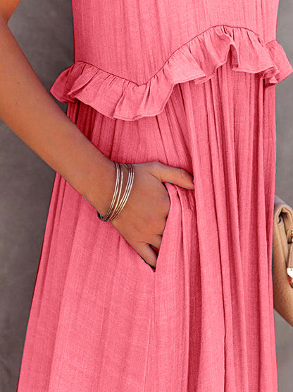 Ruffled Sleeveless Tiered Maxi Dress